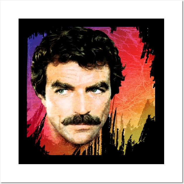 Tom Selleck-Retro 80s Aesthetic Design Wall Art by Hursed